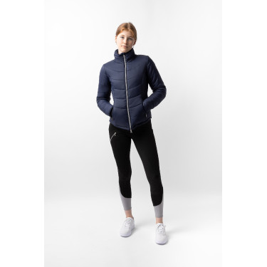 Casaco de equitação acolchoado Horze Astrid feminino Azul polar Azul-marinho Casaco de equitação acolchoado Horze Astrid feminino Azul polar Azul-marinho