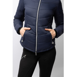 Casaco de equitação acolchoado Horze Astrid feminino Azul polar Azul-marinho Casaco de equitação acolchoado Horze Astrid feminino Azul polar Azul-marinho