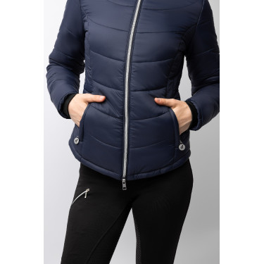 Casaco de equitação acolchoado Horze Astrid feminino Azul polar Azul-marinho Casaco de equitação acolchoado Horze Astrid feminino Azul polar Azul-marinho