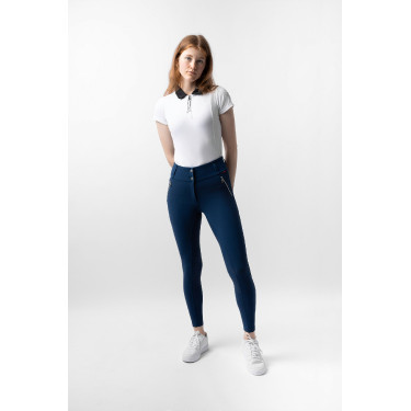 Calça de equitação feminina B Vertigo térmica com grip integral Enya Titã marinho Azul-marinho