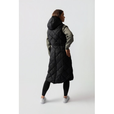 Colete acolchoado longo sem mangas Gem B Vertigo Beleza negra Preto