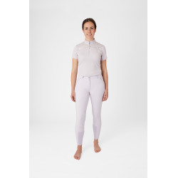 Calça de equitação feminina Horze Kaitlin com culote completo e decoração floral Queda de orquídea Branco