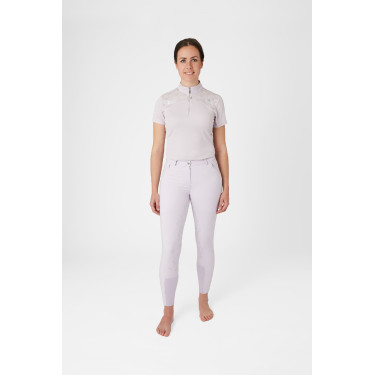 Calça de equitação feminina Horze Kaitlin com culote completo e decoração floral Queda de orquídea Branco