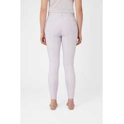 Calça de equitação feminina Horze Kaitlin com culote completo e decoração floral Queda de orquídea Branco