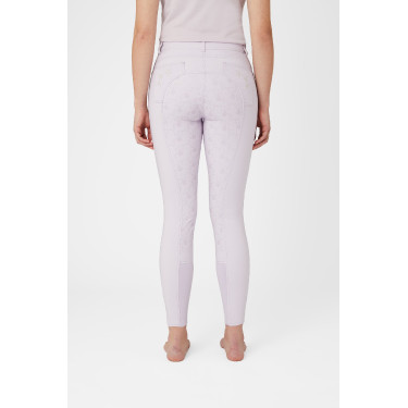 Calça de equitação feminina Horze Kaitlin com culote completo e decoração floral Queda de orquídea Branco
