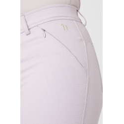 Calça de equitação feminina Horze Kaitlin com culote completo e decoração floral Queda de orquídea Branco