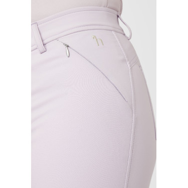 Calça de equitação feminina Horze Kaitlin com culote completo e decoração floral Queda de orquídea Branco