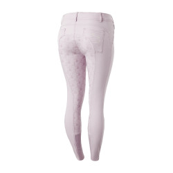 Calça de equitação feminina Horze Kaitlin com culote completo e decoração floral Queda de orquídea Branco