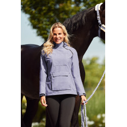 Casaco de equitação impermeável Horze Ayla com fechos de correr para mulher Uva Royal Violeta