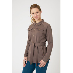 Camisa-jaqueta Alyssa feminina Horze Marrom cinza ferro Castanho Camisa-jaqueta Alyssa feminina Horze Marrom cinza ferro Castanho