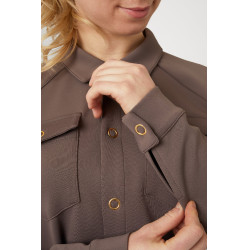 Camisa-jaqueta Alyssa feminina Horze Marrom cinza ferro Castanho Camisa-jaqueta Alyssa feminina Horze Marrom cinza ferro Castanho