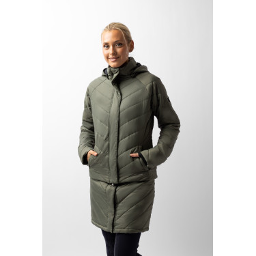 Casaco acolchoado Aurora Horze feminino com saia removível Besouro verde
