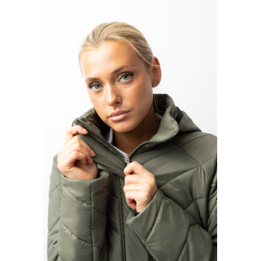 Casaco acolchoado Aurora Horze feminino com saia removível Besouro verde