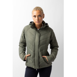 Casaco acolchoado Aurora Horze feminino com saia removível Besouro verde