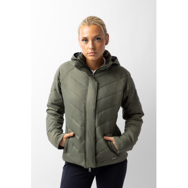 Casaco acolchoado Aurora Horze feminino com saia removível Besouro verde
