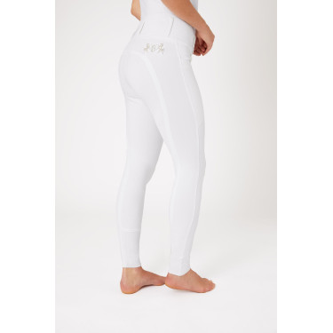 Calça de equitação com grip integral Meghan B Vertigo cintura alta feminina Branco