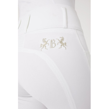 Calça de equitação com grip integral Meghan B Vertigo cintura alta feminina Branco
