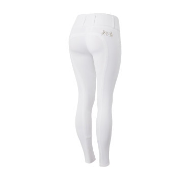 Calça de equitação com grip integral Meghan B Vertigo cintura alta feminina Branco