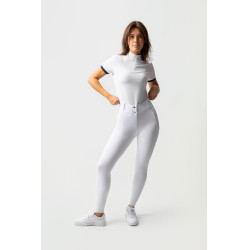 Calça com grip integral para todas as estações Horze Mira Branco / azul turquesa