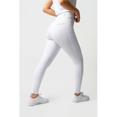 Calça com grip integral para todas as estações Horze Mira Branco / azul turquesa