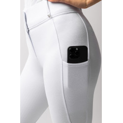 Calça com grip integral para todas as estações Horze Mira Branco / azul turquesa