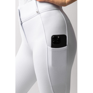 Calça com grip integral para todas as estações Horze Mira Branco / azul turquesa