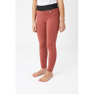Legging de equitação com silicone Horze Leighton Juvenil com culote completo e forro quente Ruão vermelho Legging de equitação com silicone Horze Leighton Juvenil com culote completo e forro quente Ruão vermelho