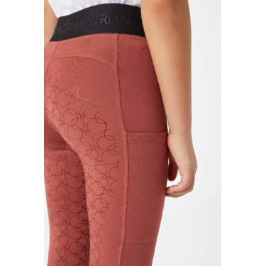 Legging de equitação com silicone Horze Leighton Juvenil com culote completo e forro quente Ruão vermelho Legging de equitação com silicone Horze Leighton Juvenil com culote completo e forro quente Ruão vermelho