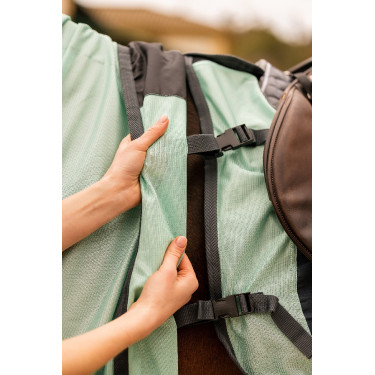 Capa anti-moscas para equitação Horze Paso Fino com pescoço removível e proteção UV Riacho verde
