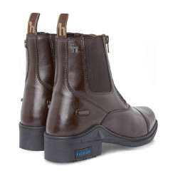 Botas Horze couro Horze Kingston zíper duplo feminino Marrom café Castanho