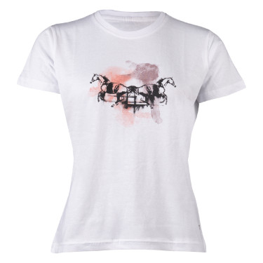 Camiseta feminina HKM Running Horse de manga curta Branco