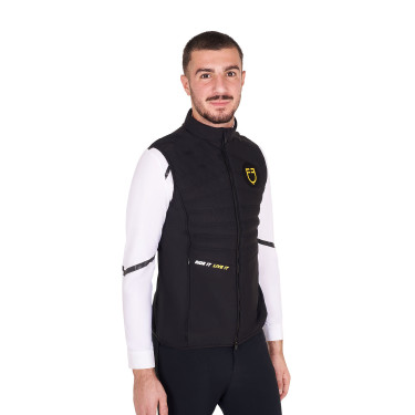 Colete masculino sem mangas Equestro de corte slim em tecido técnico Preto