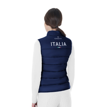 Colete feminino sem mangas Equestro x FISE corte slim Blazer marinho Azul-marinho