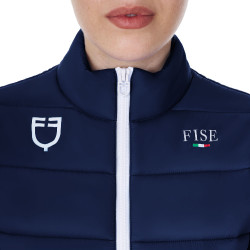 Colete feminino sem mangas Equestro x FISE corte slim Blazer marinho Azul-marinho