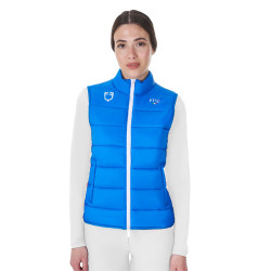 Colete feminino sem mangas Equestro x FISE corte slim Azul da Savoia