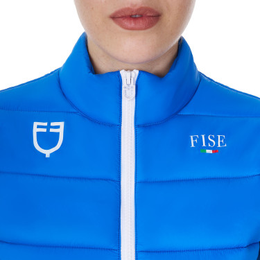 Colete feminino sem mangas Equestro x FISE corte slim Azul da Savoia