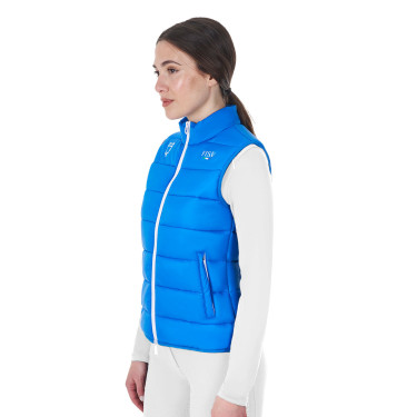 Colete feminino sem mangas Equestro x FISE corte slim Azul da Savoia