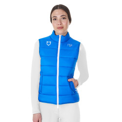 Colete feminino sem mangas Equestro x FISE corte slim Azul da Savoia