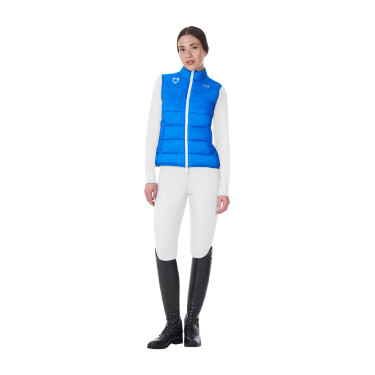 Colete feminino sem mangas Equestro x FISE corte slim Azul da Savoia