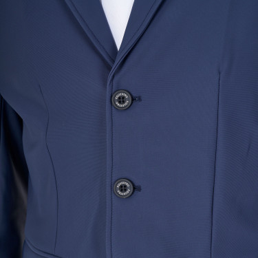 Casaco de competição masculino Equestro x FISE de três botões Blazer marinho Azul-marinho Casaco de competição masculino Equestro x FISE de três botões Blazer marinho Azul-marinho