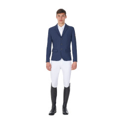 Casaco de competição masculino Equestro x FISE de três botões Blazer marinho Azul-marinho Casaco de competição masculino Equestro x FISE de três botões Blazer marinho Azul-marinho
