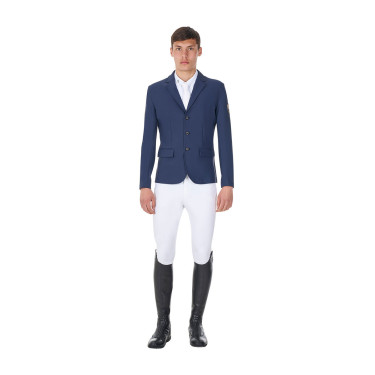 Casaco de competição masculino Equestro x FISE de três botões Blazer marinho Azul-marinho Casaco de competição masculino Equestro x FISE de três botões Blazer marinho Azul-marinho