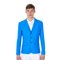 Casaco de competição masculino Equestro x FISE de três botões Azul da Savoia