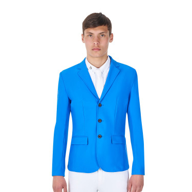 Casaco de competição masculino Equestro x FISE de três botões Azul da Savoia
