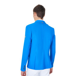 Casaco de competição masculino Equestro x FISE de três botões Azul da Savoia