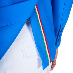 Casaco de competição masculino Equestro x FISE de três botões Azul da Savoia
