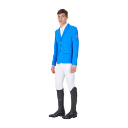 Casaco de competição masculino Equestro x FISE de três botões Azul da Savoia