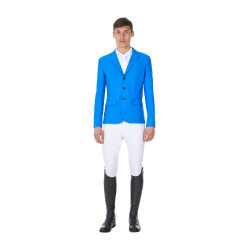 Casaco de competição masculino Equestro x FISE de três botões Azul da Savoia