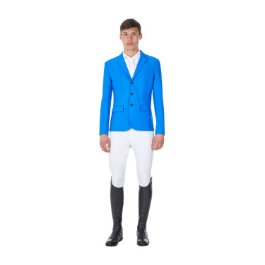 Casaco de competição masculino Equestro x FISE de três botões Azul da Savoia
