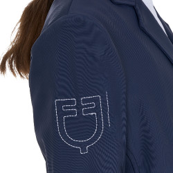 Casaco de concurso infantil unissexo Equestro x FISE de três botões Blazer marinho Azul-marinho Casaco de concurso infantil unissexo Equestro x FISE de três botões Blazer marinho Azul-marinho